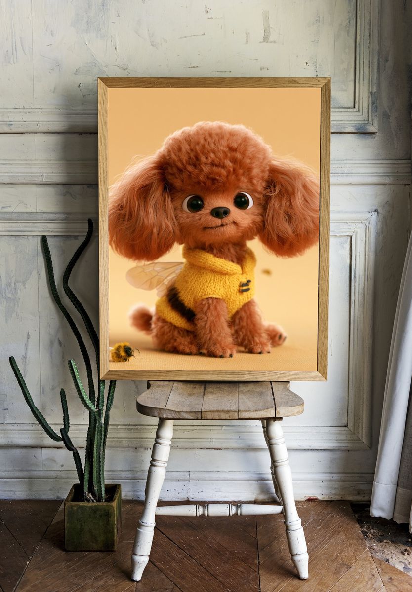 Cute Poodle Bee Costume Poster. — room view 1