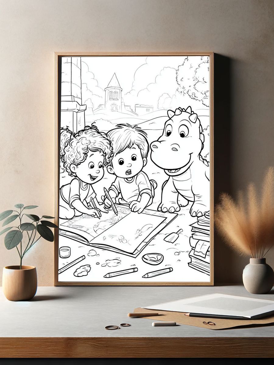 Kids Coloring Castle Adventure Print. — room view 2