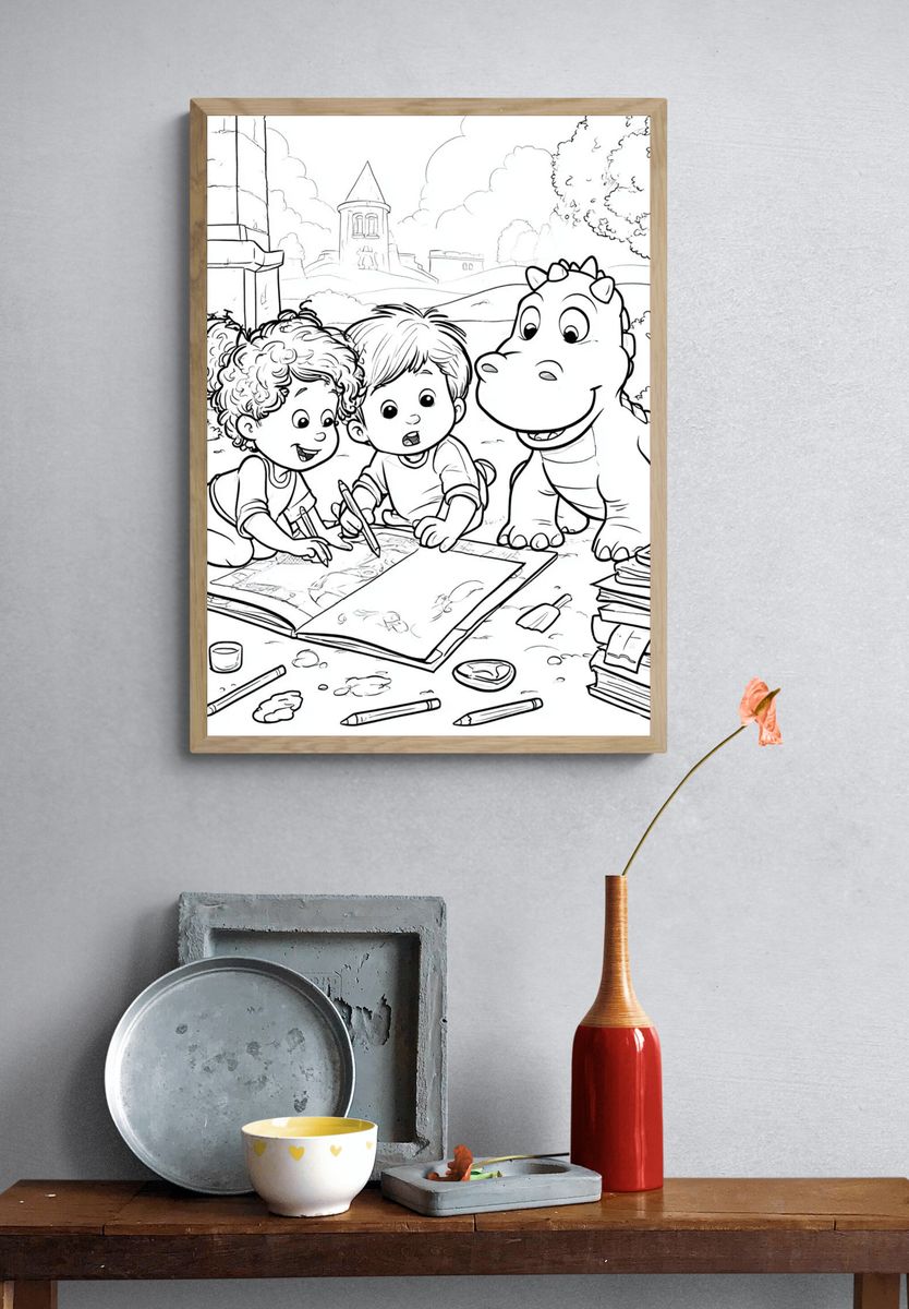 Kids Coloring Castle Adventure Print. — room view 3
