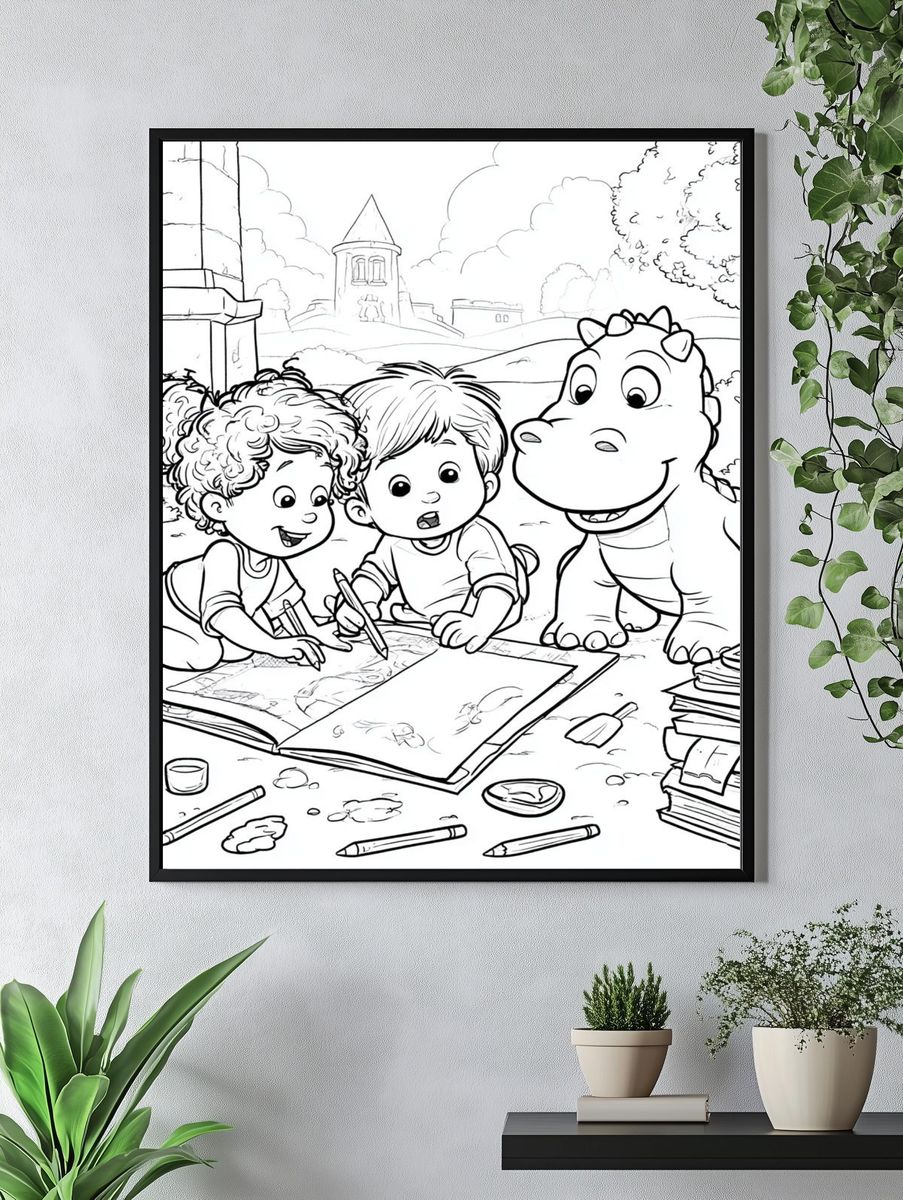Kids Coloring Castle Adventure Print. — room view 4