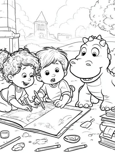 Kids Coloring Castle Adventure Print.