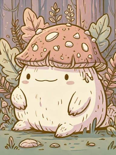 Cute Mushroom Creature Illustration Poster. poster detail
