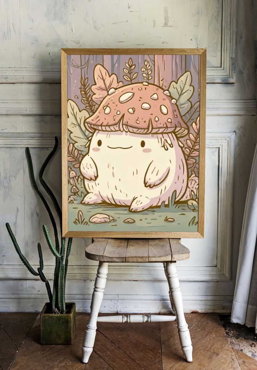 Cute Mushroom Creature Illustration Poster. room preview
