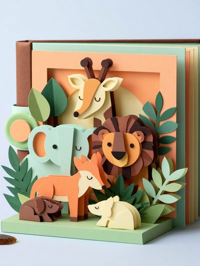 Paper Safari Animals Illustration Poster. poster