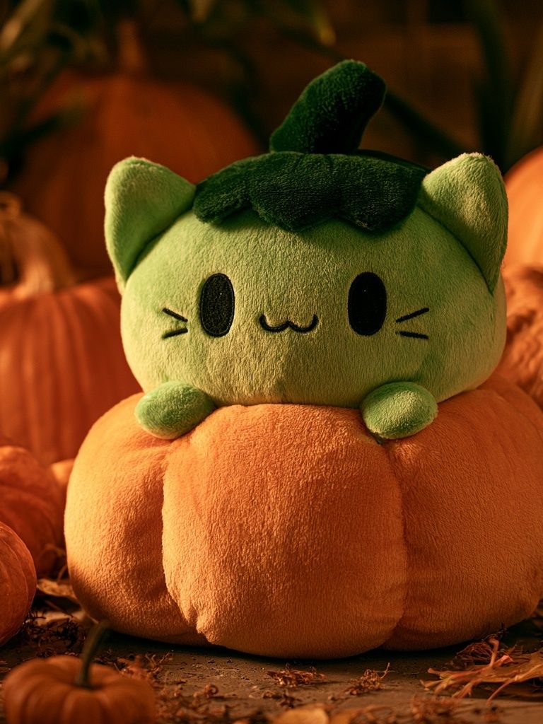 Pumpkin Cat Plush Poster. poster — kids art