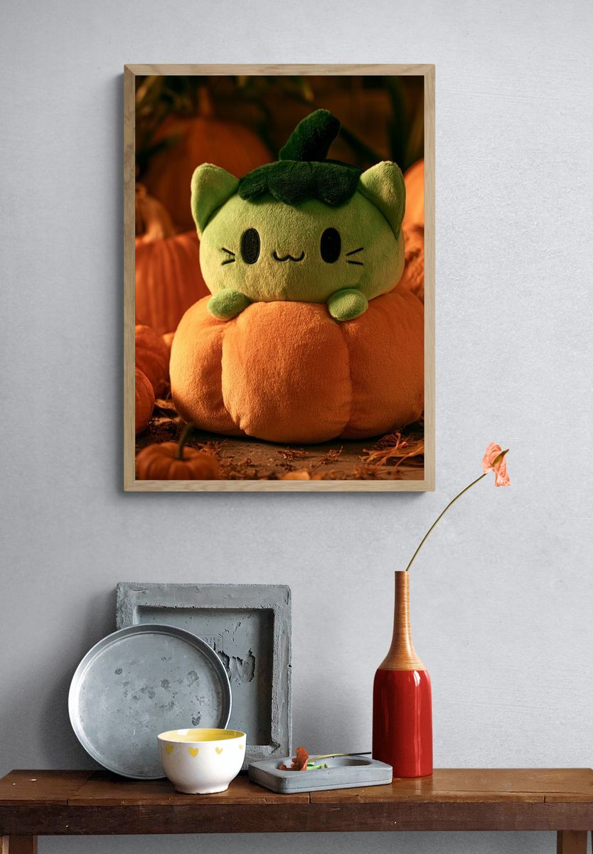 Pumpkin Cat Plush Poster. — room view 3