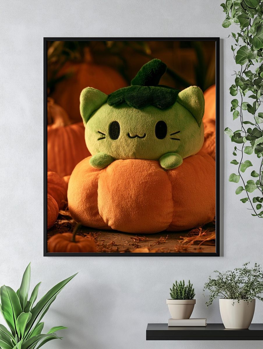 Pumpkin Cat Plush Poster. — room view 4