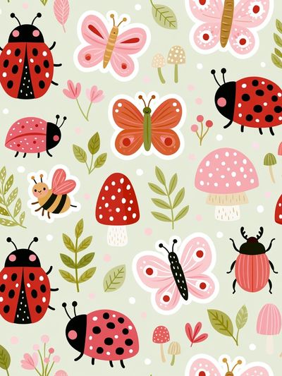 Ladybugs and Butterflies Kids Print.