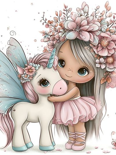 Unicorn Girl and Pony Illustration Poster.