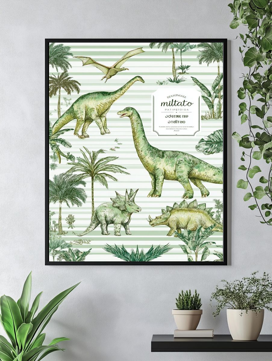 Dinosaur Jungle Nursery Print. — room view 4