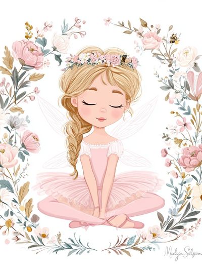 Floral Ballerina Fairy Illustration Poster. poster
