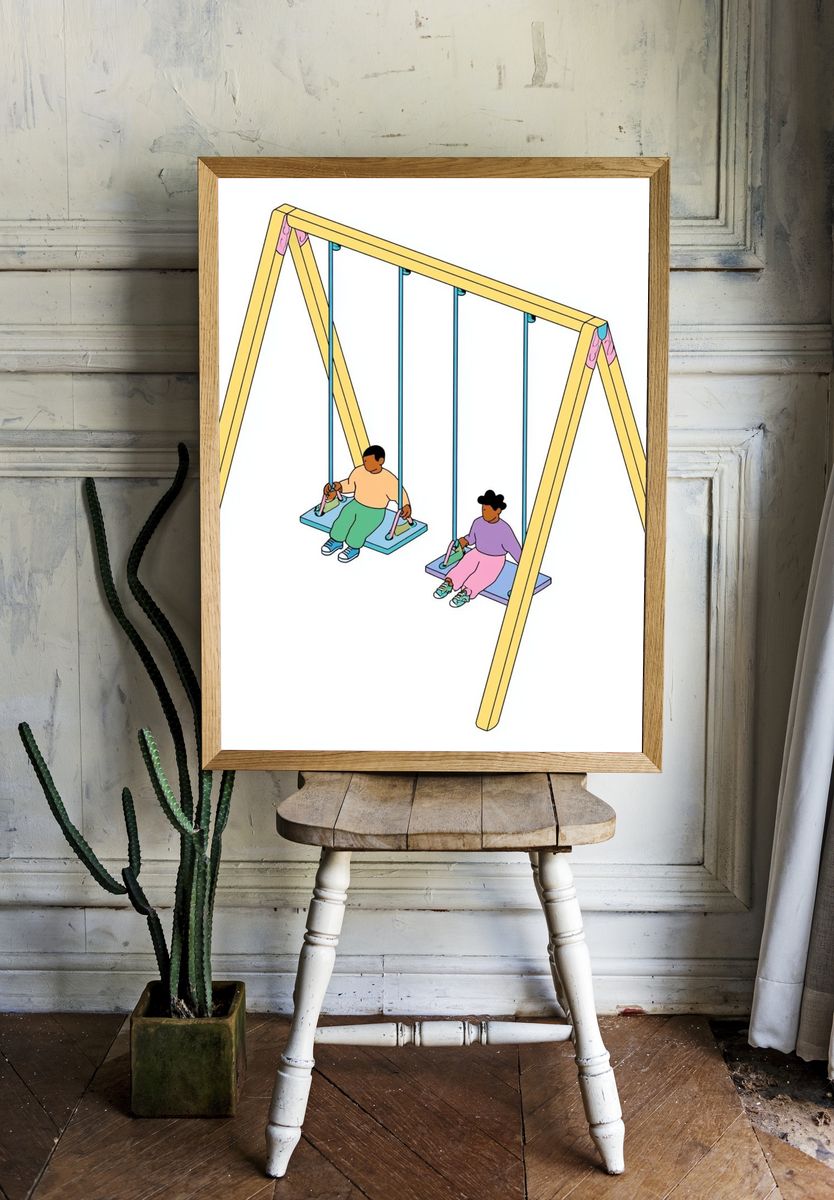Playground Swing Set Illustration Poster. room preview