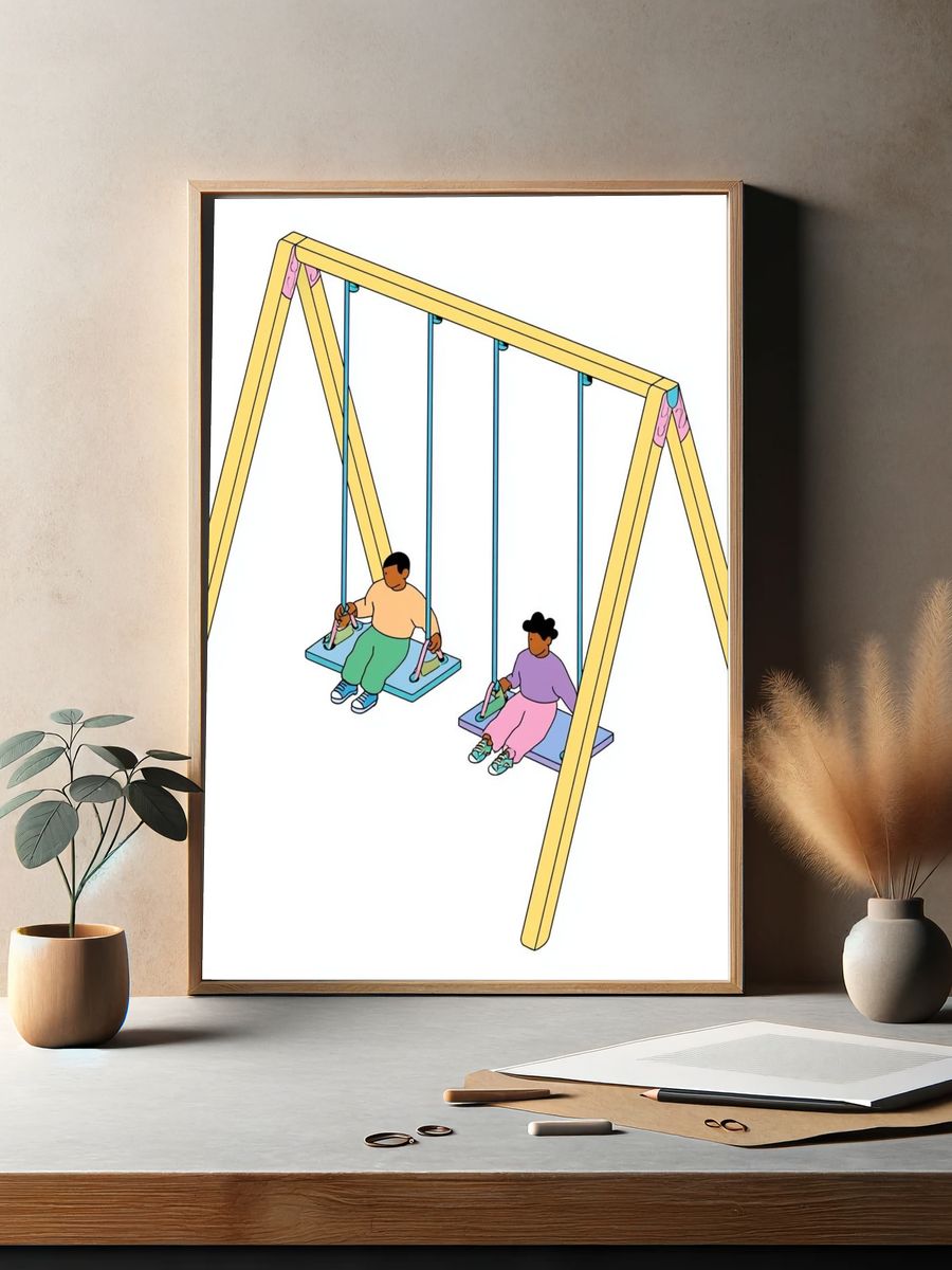Playground Swing Set Illustration Poster. — room view 2