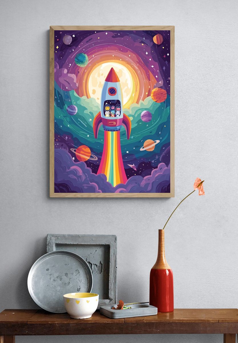 Rocket Adventure — Cartoon Print. — room view 3