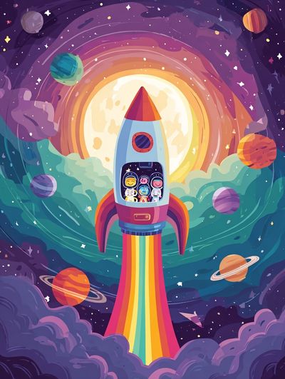 Rocket Adventure — Cartoon Print. poster