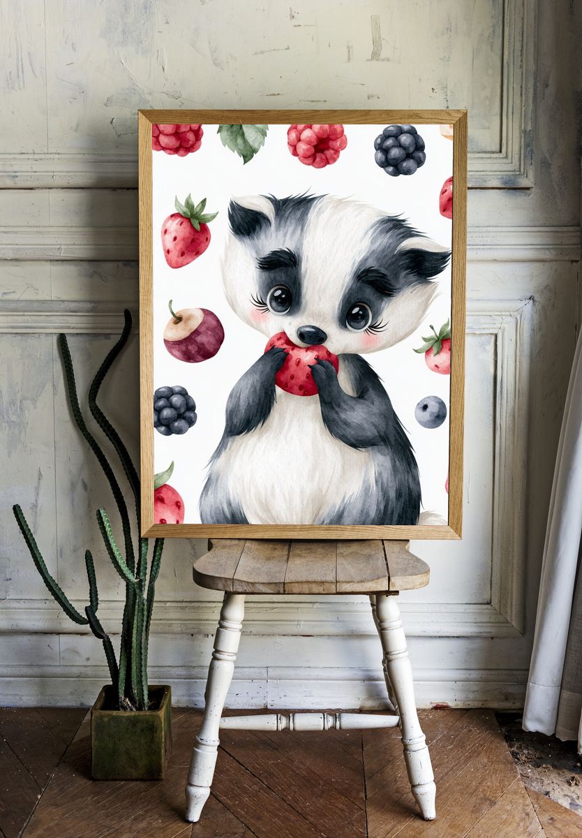Baby Panda Watercolor Poster. room preview