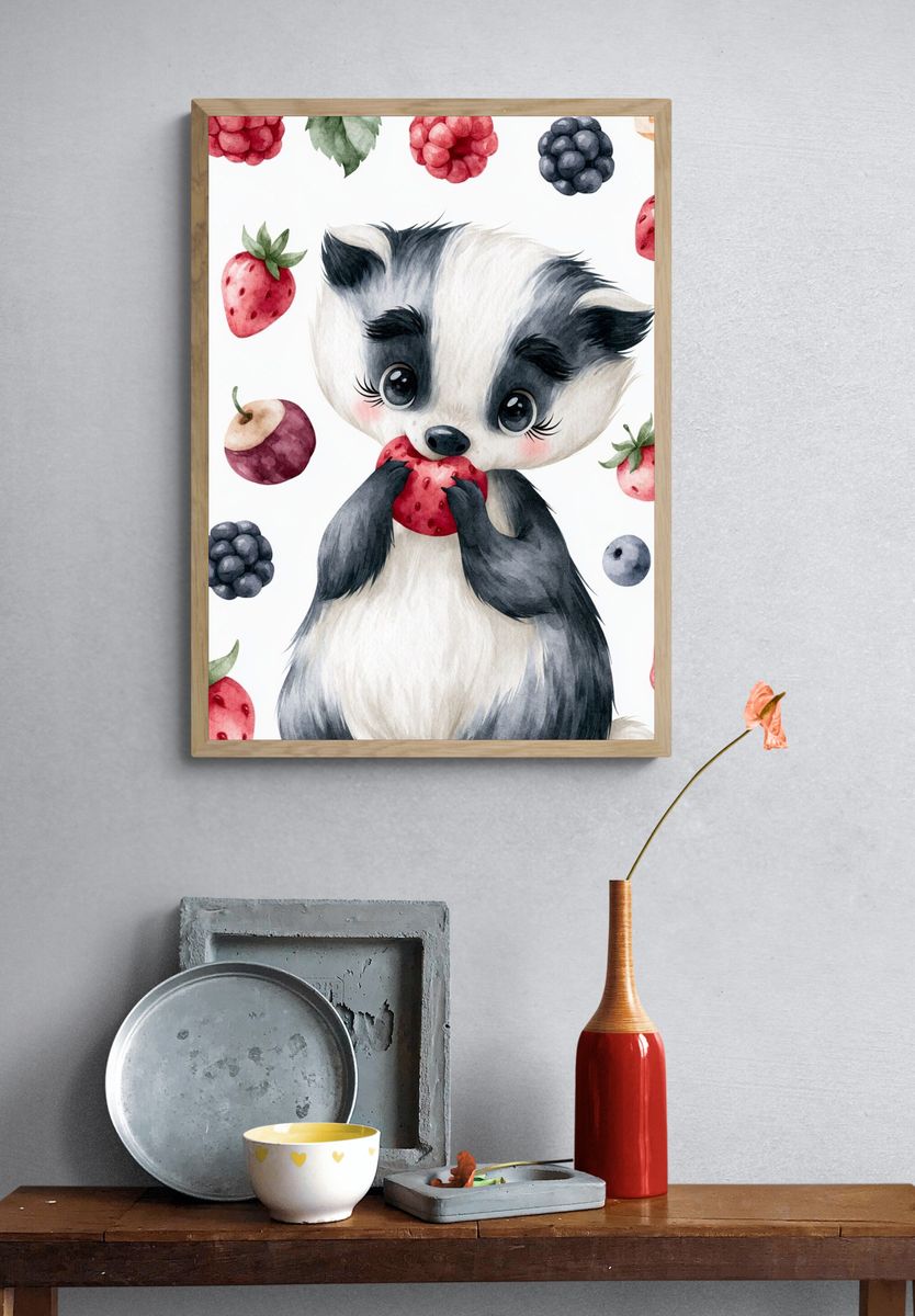 Baby Panda Watercolor Poster. — room view 3