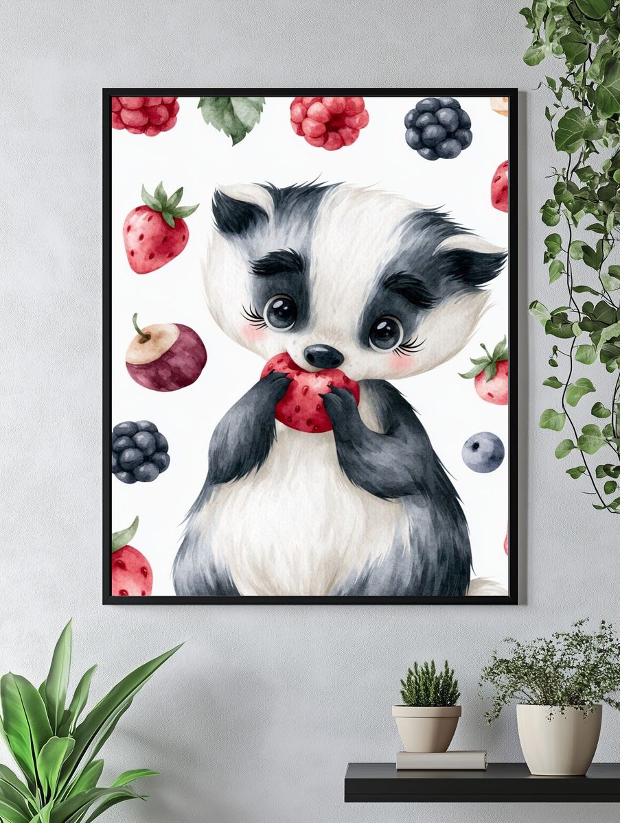 Baby Panda Watercolor Poster. — room view 4