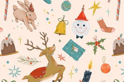 Christmas reindeer seamless pattern background.