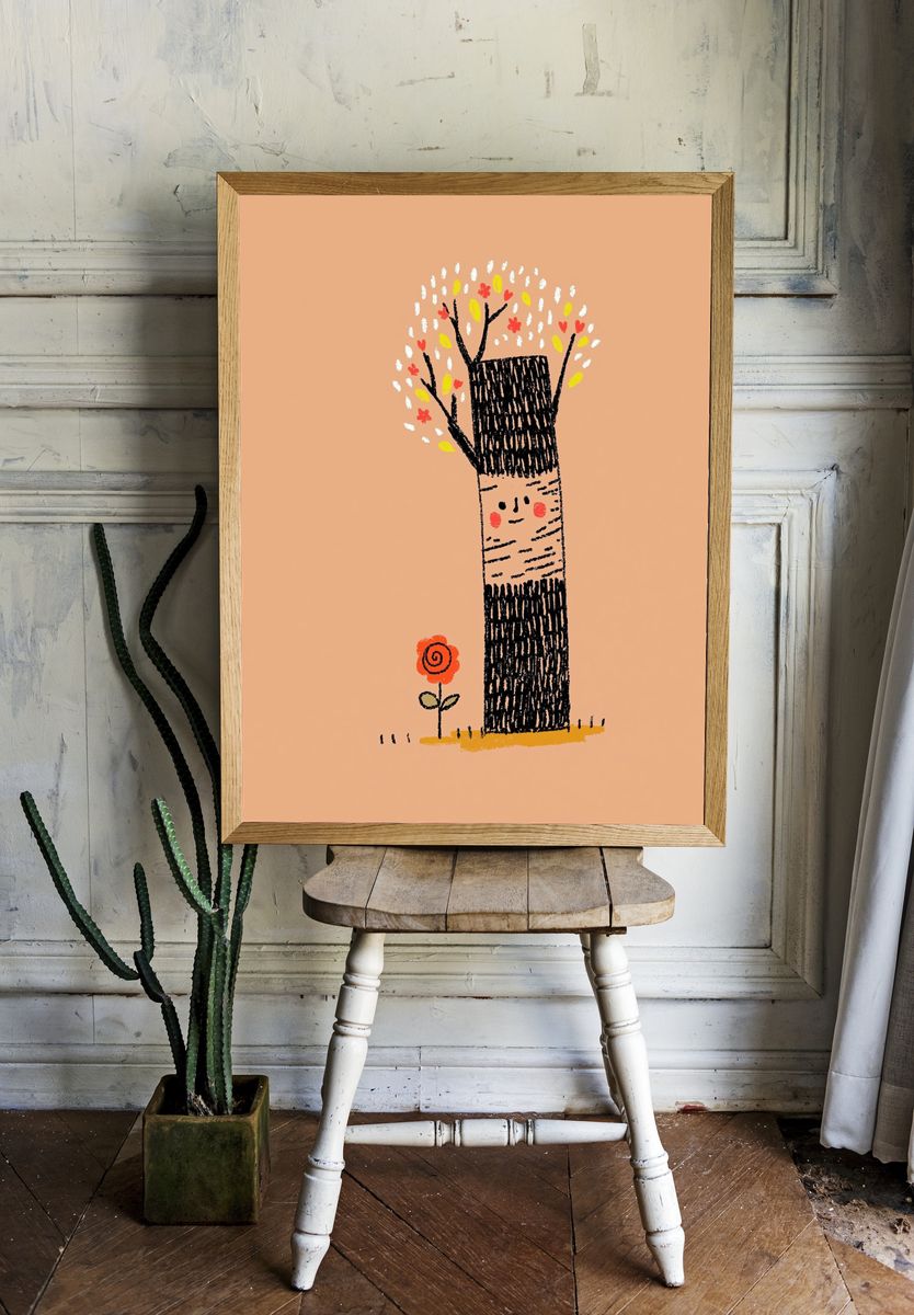 Whimsical Tree Character Illustration Poster. — room view 1