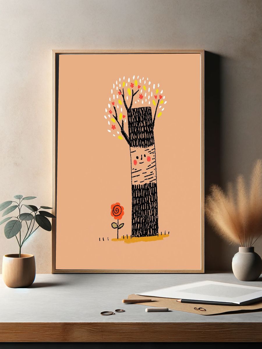 Whimsical Tree Character Illustration Poster. — room view 2