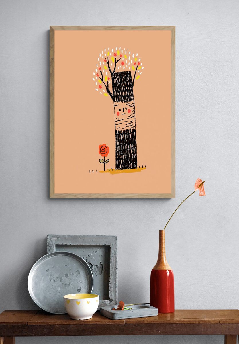 Whimsical Tree Character Illustration Poster. — room view 3