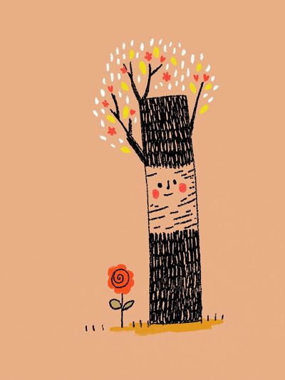 Whimsical Tree Character Illustration Poster.