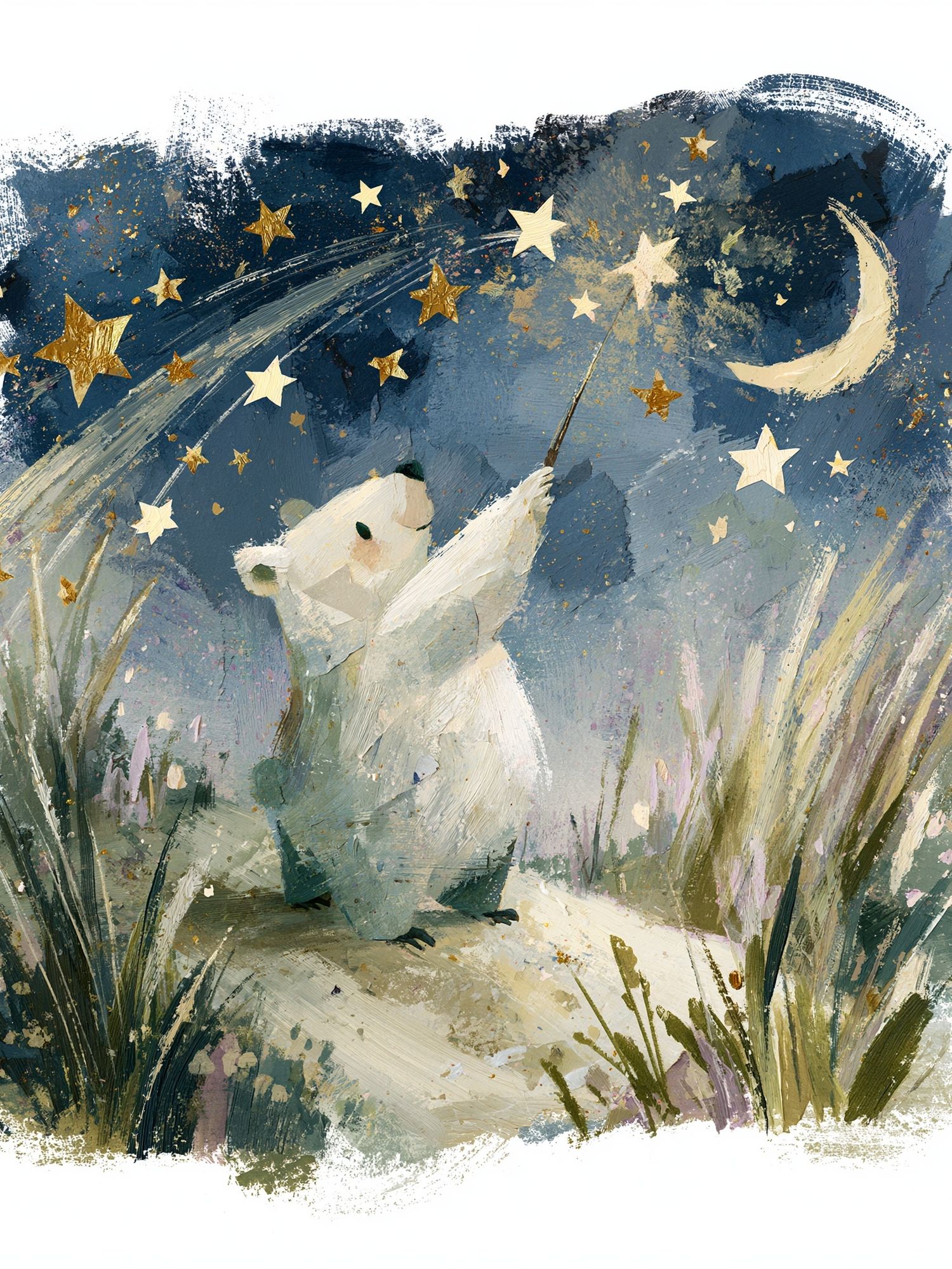 Moonlit Bear Nursery Print. poster detail