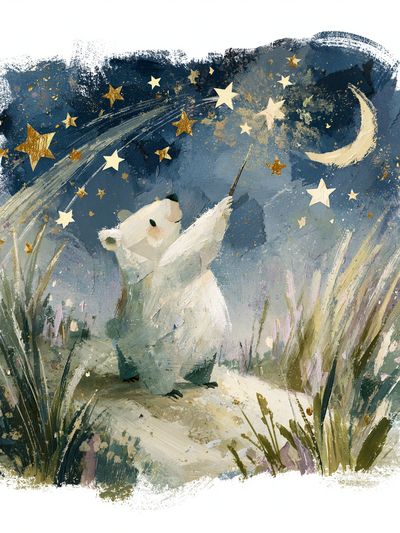 Moonlit Bear Nursery Print.