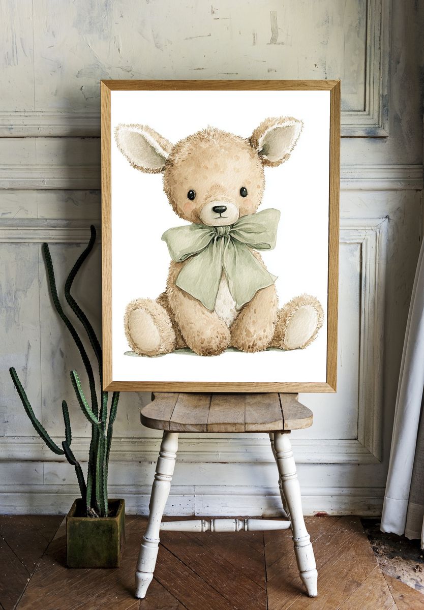 Teddy Bear Watercolor Poster room preview