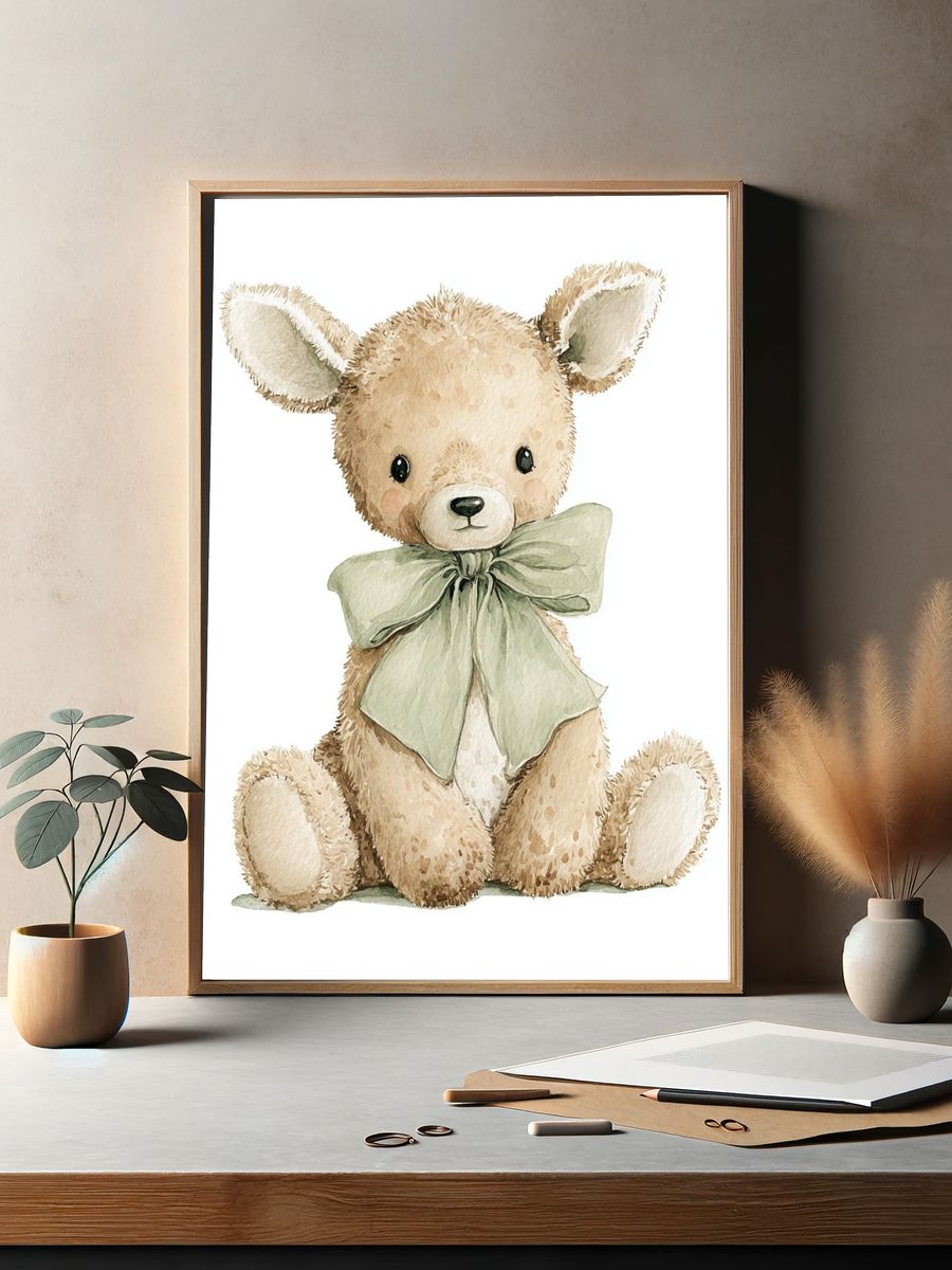 Teddy Bear Watercolor Poster. — room view 2