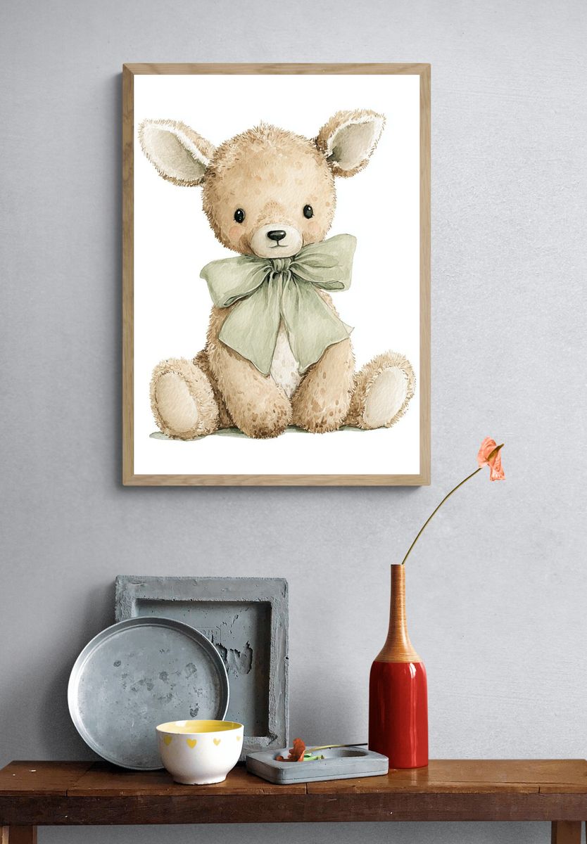 Teddy Bear Watercolor Poster. — room view 3