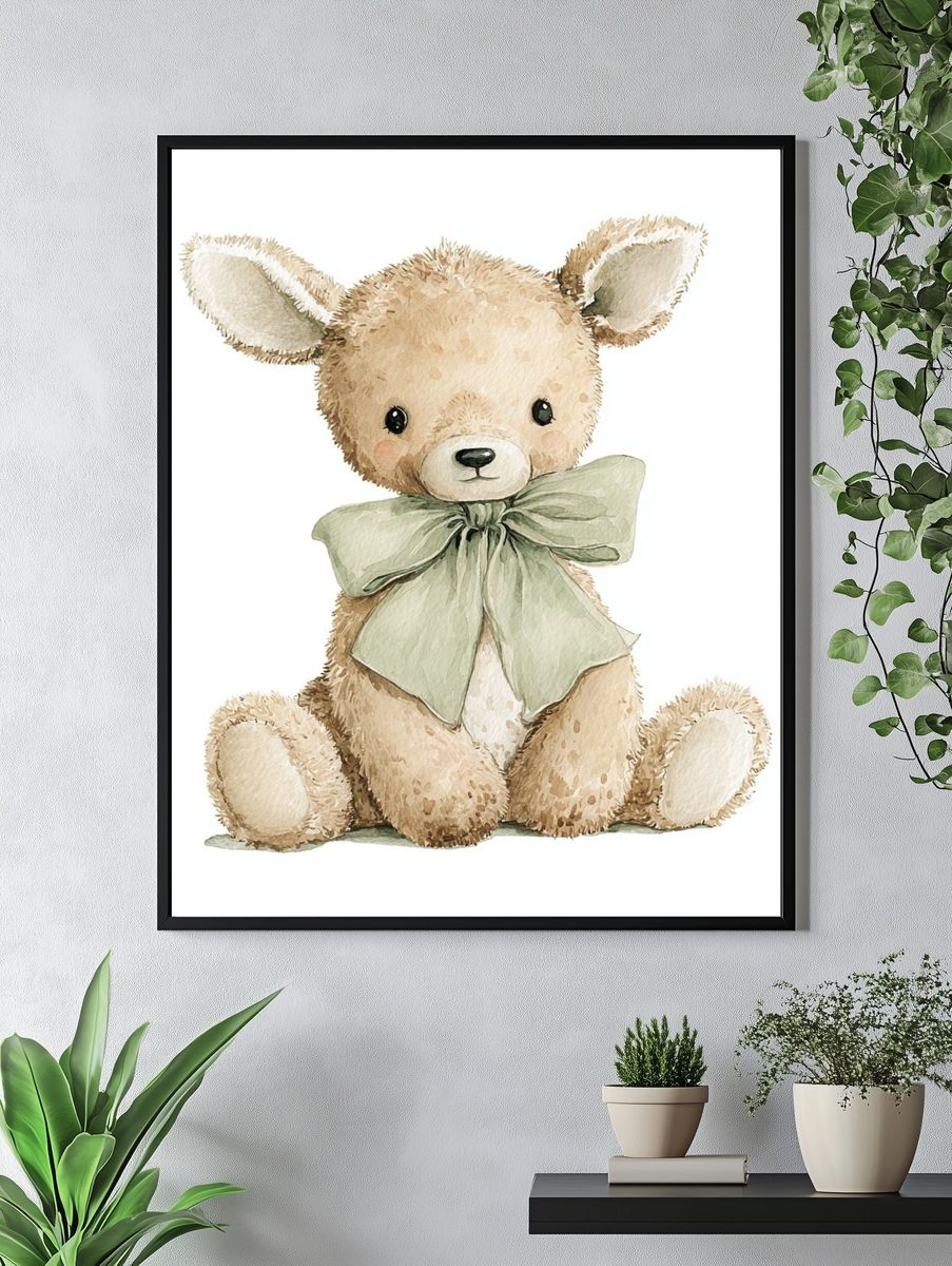 Teddy Bear Watercolor Poster. — room view 4
