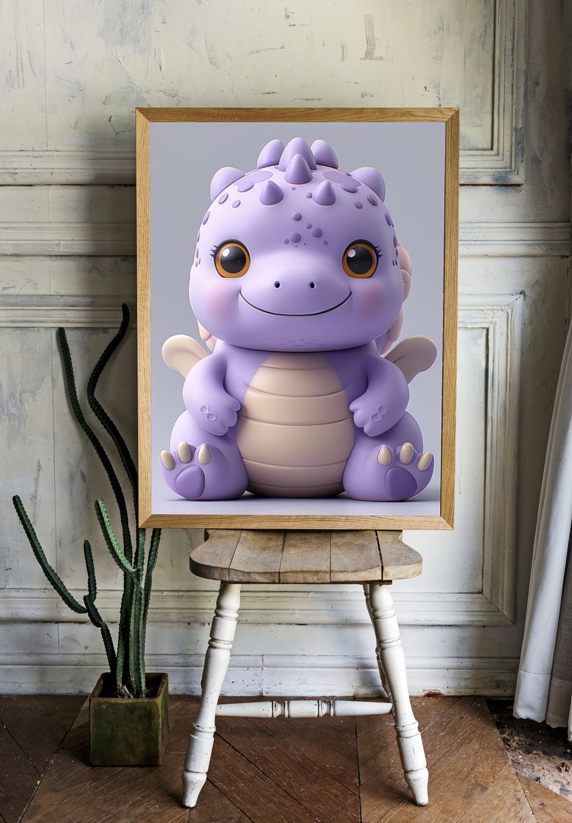 Cute Purple Baby Dragon Print. room preview