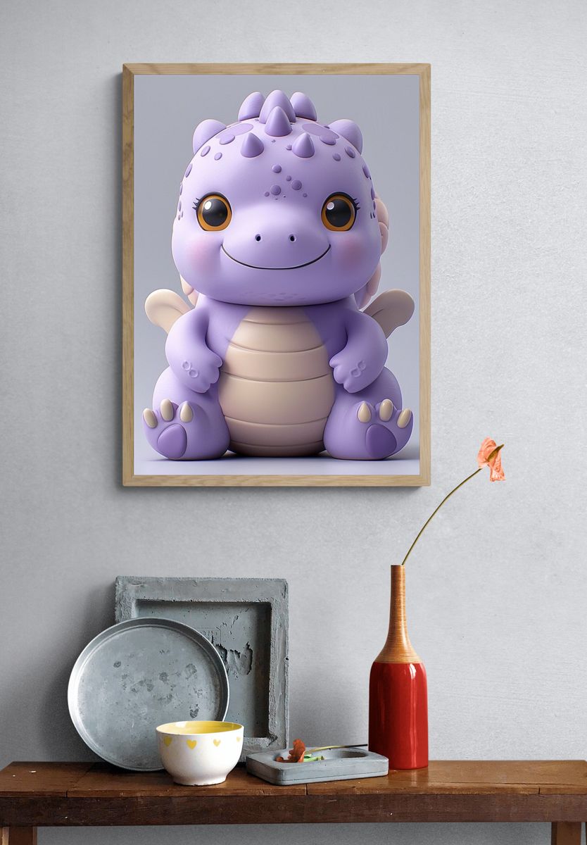 Cute Purple Baby Dragon Print. — room view 3