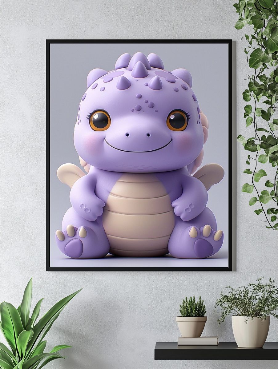 Cute Purple Baby Dragon Print. — room view 4