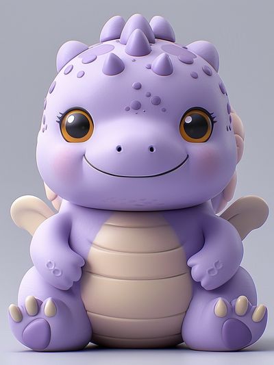 Cute Purple Baby Dragon Print. poster