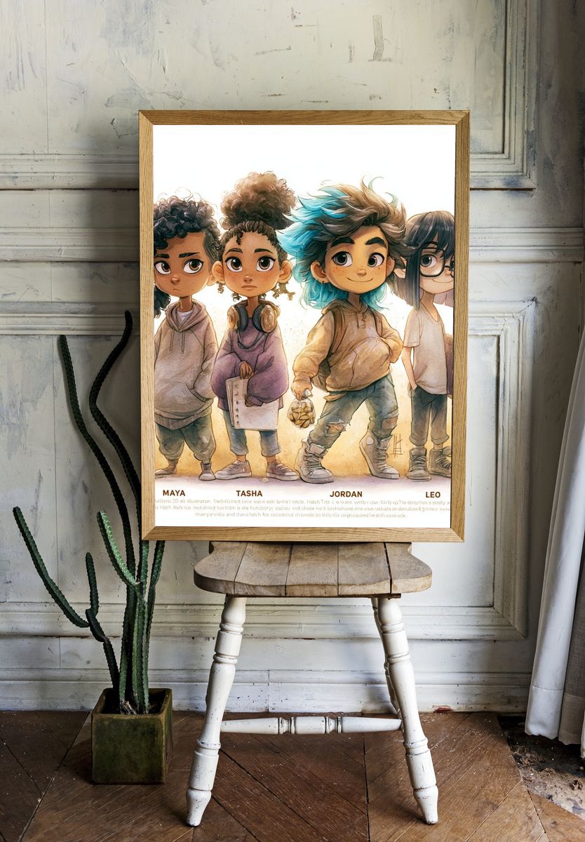 Kids Character Illustration Poster. room preview