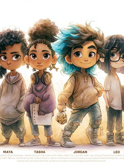 Kids Character Illustration Poster.