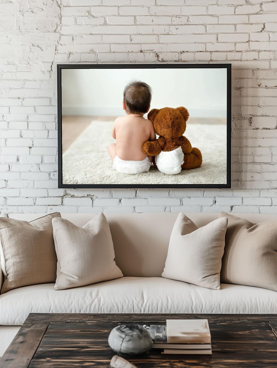 Back baby teddy bear. room preview