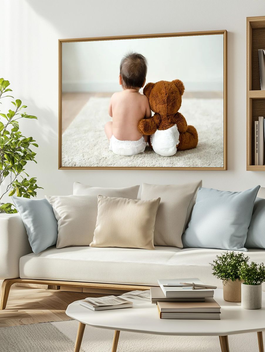 Back baby teddy bear. — room view 2