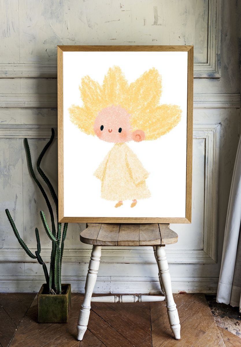 Cute Angel Illustration Poster. — room view 1