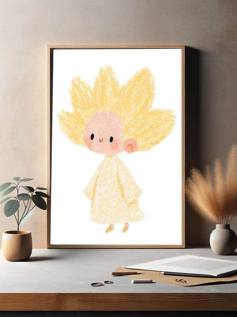 Cute Angel Illustration Poster. — room view 2