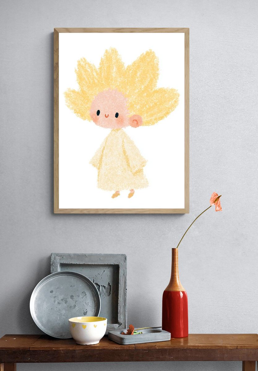 Cute Angel Illustration Poster. — room view 3