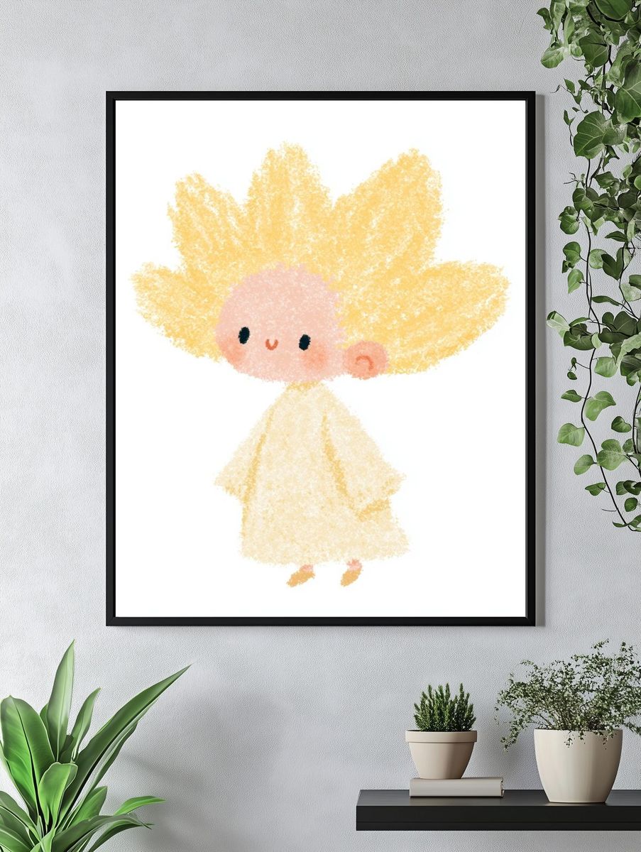 Cute Angel Illustration Poster. — room view 4