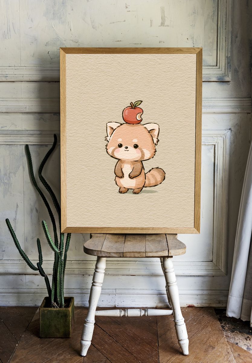 Cute Fox Watercolor Poster. room preview