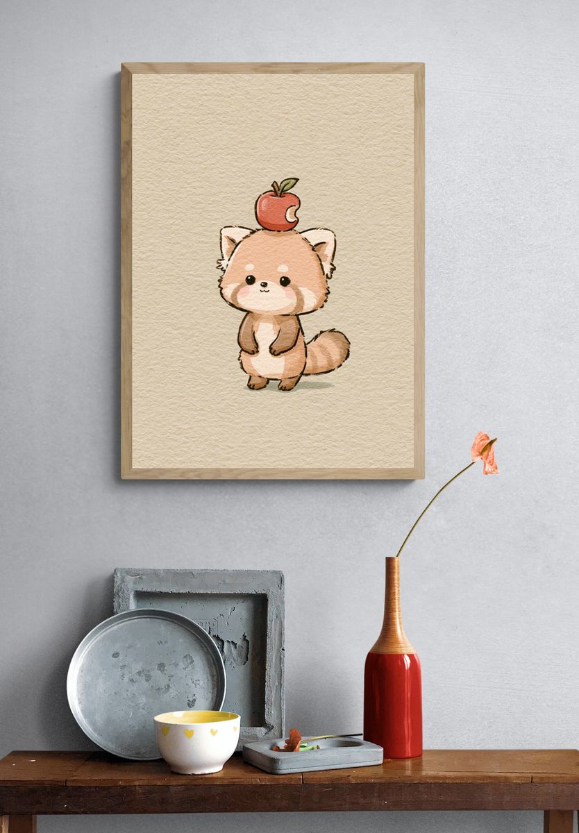 Cute Fox Watercolor Poster. — room view 3