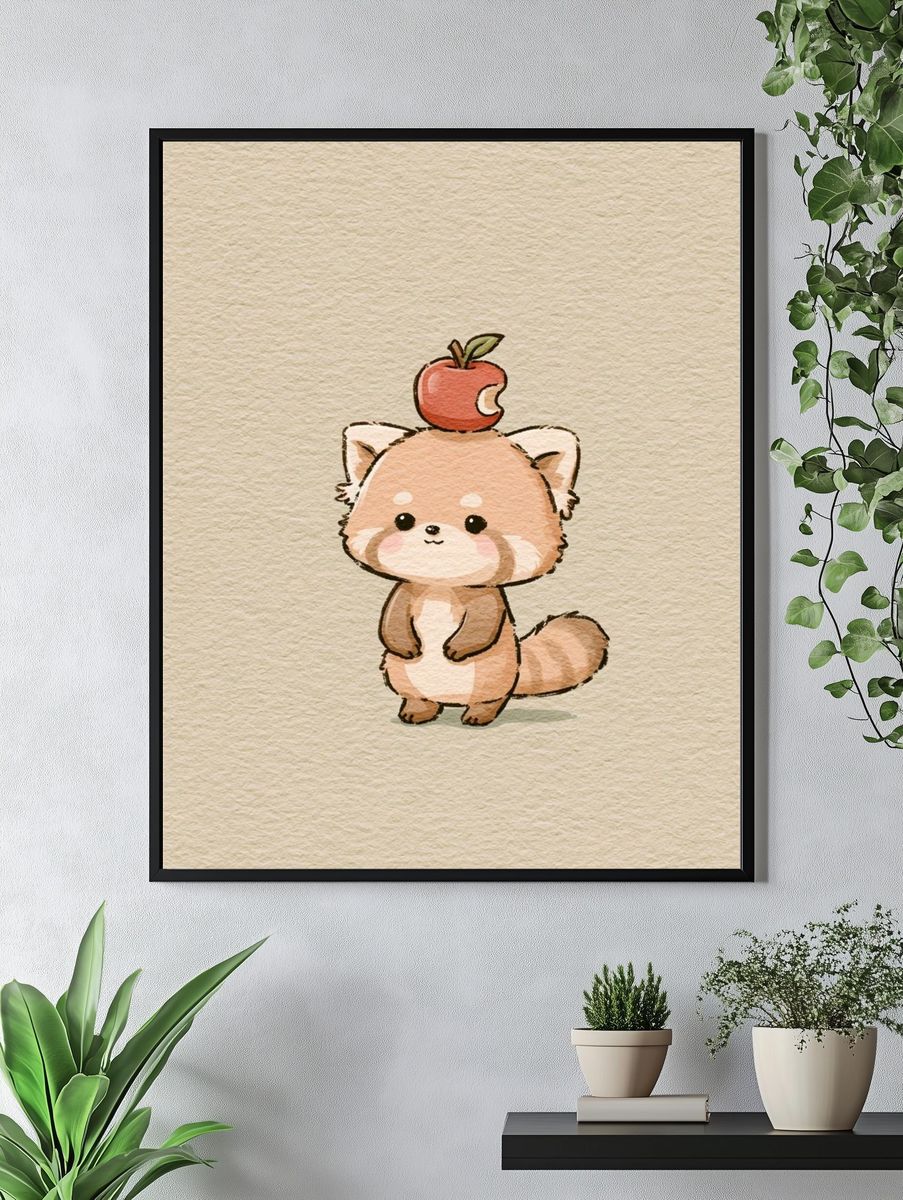 Cute Fox Watercolor Poster. — room view 4