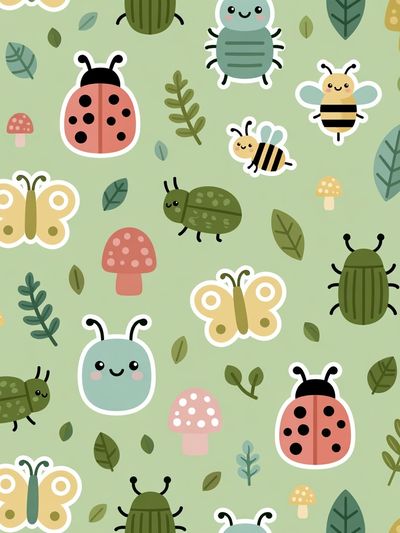 Cute Bugs and Butterflies Kids Poster.
