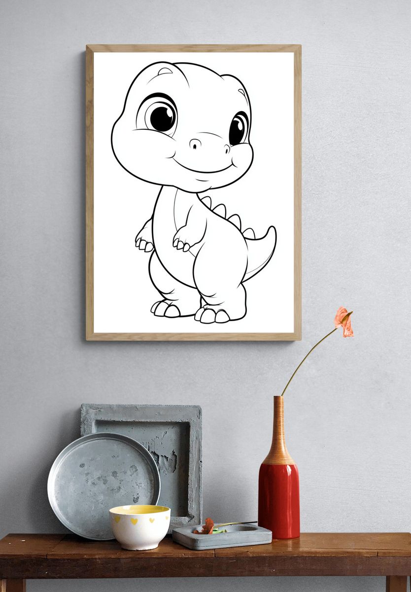 Cute Baby Dinosaur Cartoon Poster. — room view 3